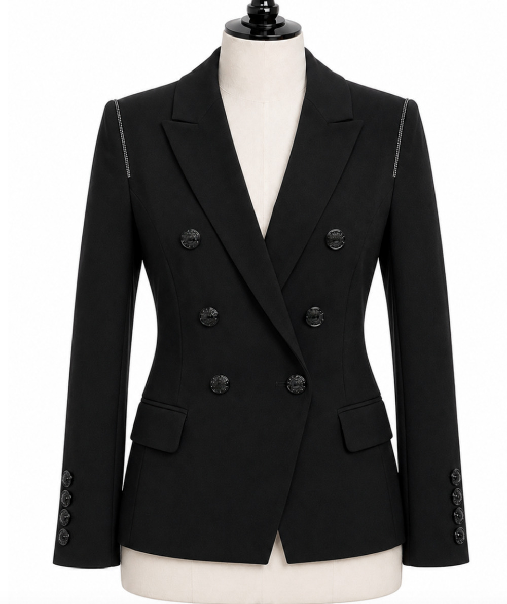 WHITE HOUSE BLACK MARKET EMBELLISHED STUDIO DOUBLE BREASTED BLAZER JACKET SZ 0